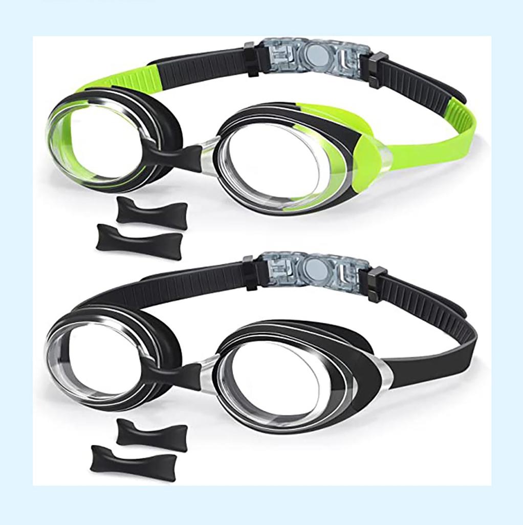 MiniAya Svømmebriller for Aldre 7 og Myk Enkel Nese og Beskyttelsesetui Egnet for Konkurransedyktige og Unisex Barn, Oppover, Anti-dugg, Antibakteriell,