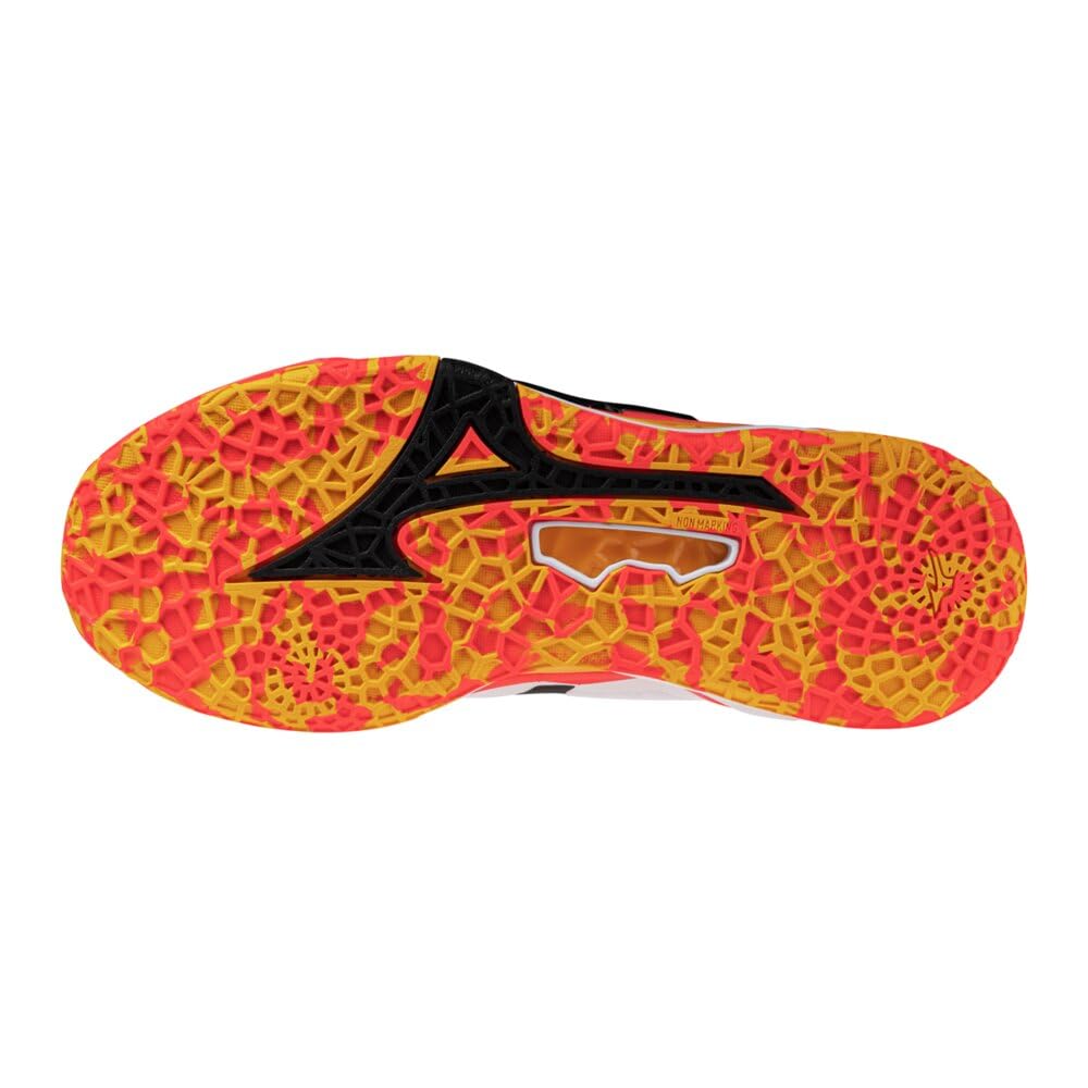 Mizuno Wave Stealth NEO 2 Tennis Shoes, White/Black/Orange, Size 23.0 cm, 2E