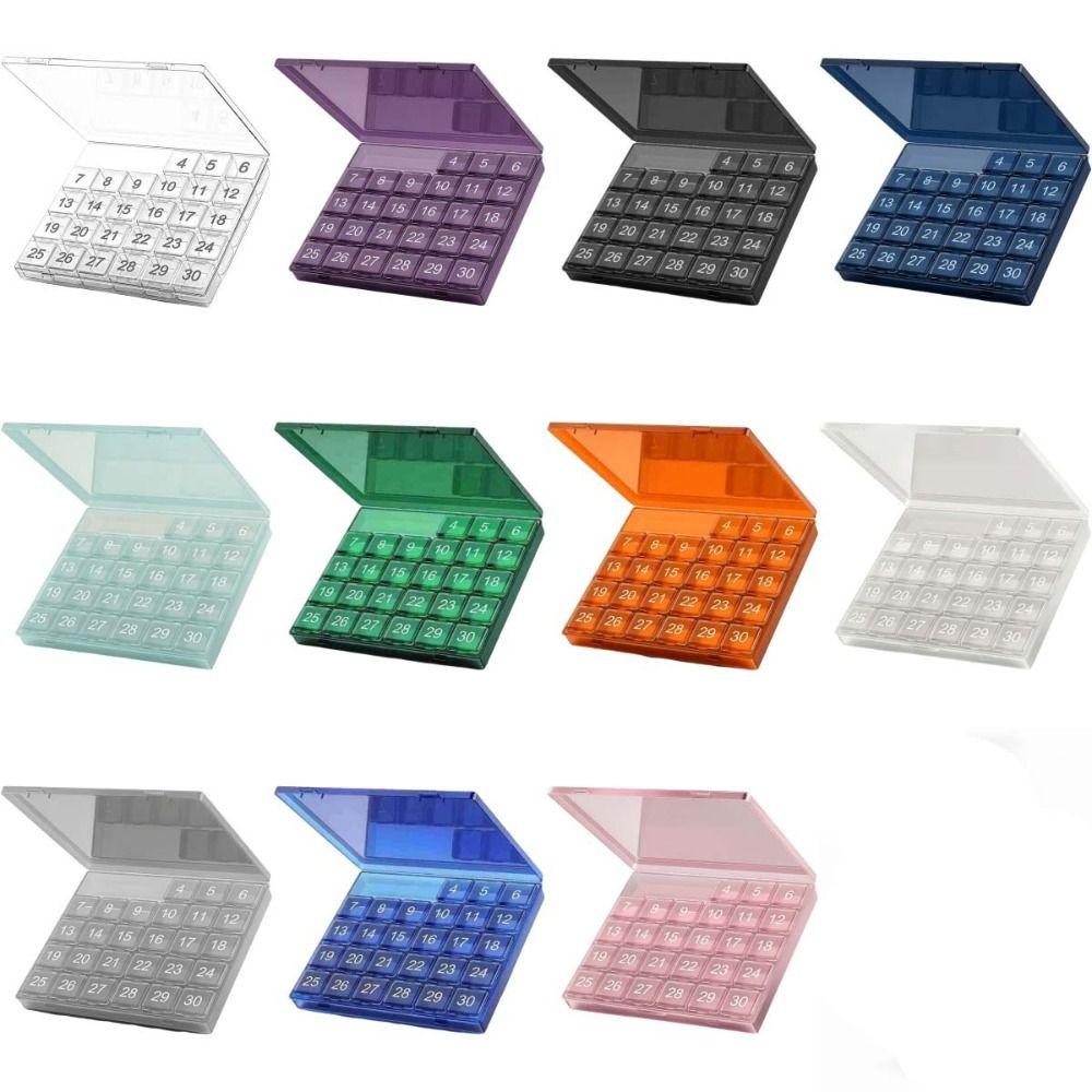 Transparent Portable Storage Box Squeeze-to-Open Daily Medcine Container Supplement