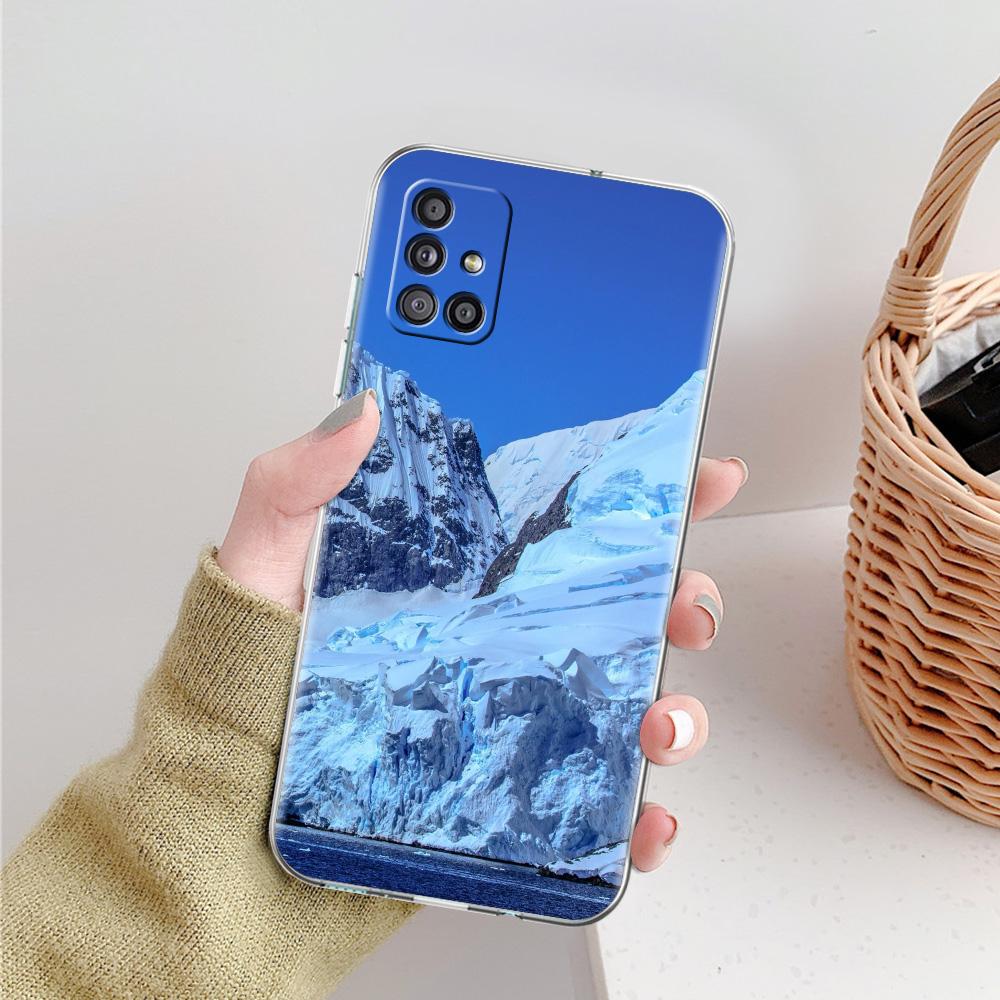Phone Case For Samsung A15 A13 A35 A55 A51 A71 A41 A31 A21S A05 A17 A23 A25 A33 A53 A73 5G A07 4G Cover Antarctica Snow Scenery