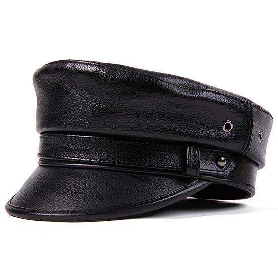 

Унисекс, натуральная кожаная капитанская шляпа в стиле ретро-панк для байкеров и рокеров - берет с плоским верхом из коровьей кожи XXL