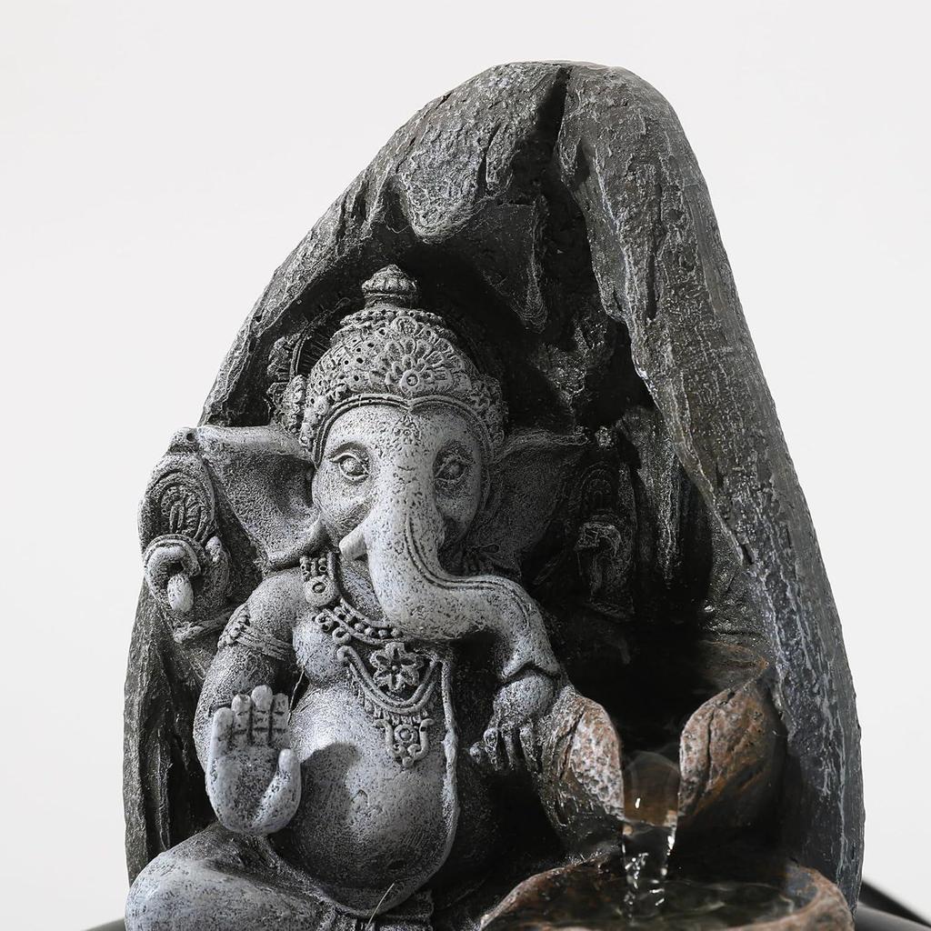 Buddha Idol Water Fountain for Home Decor (19cm) LED Lights | Waterfall Fountains for Living Room, Garden, Office, Reception,Tabletop