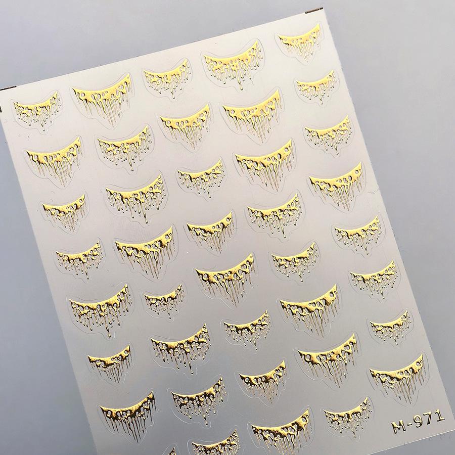 

Ферритовые минималистичные наклейки для ногтей с золотой фольгой M-971