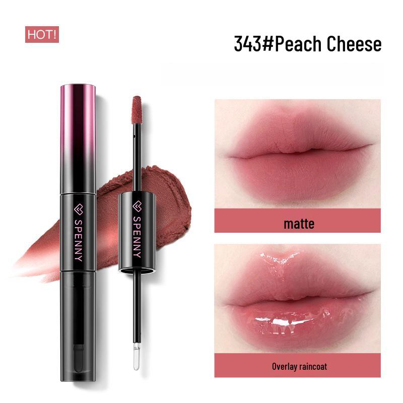 Shapeni Double-Ended Mirror Lip Gloss & Plump Lip Mud - Long-lasting, Non-Staining, Ideal for Students, Asian Makeup.