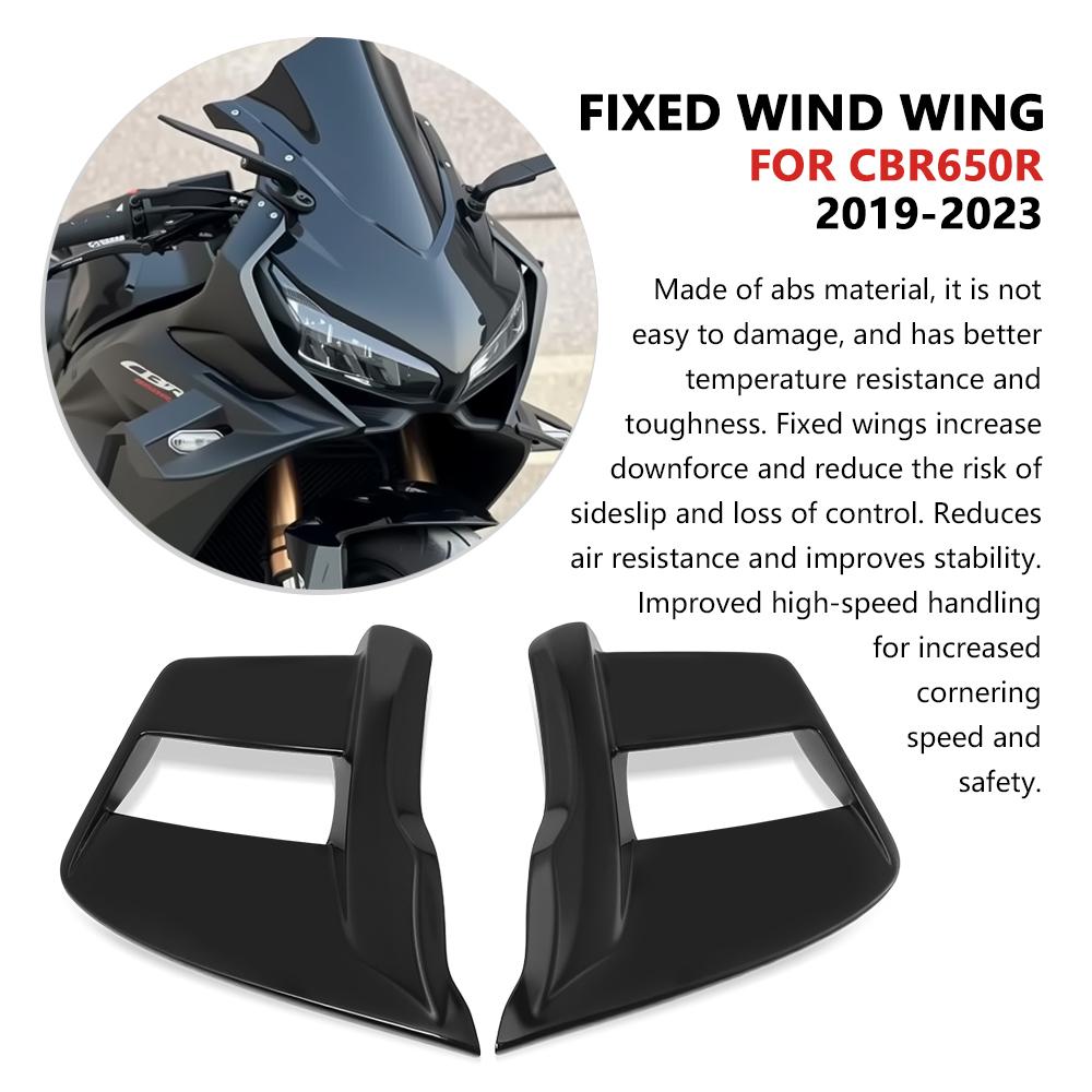 For CBR 650R 2023 Motorcycle Front Deflectors Side Winglet Wind Fin Spoiler Trim Cover Fixed Wing cbr650r 2019-2023