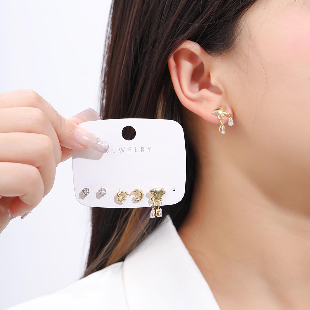 Elegant Sterling Silver Zircon and Pearl Stud Earrings Set for Women - Versatile and High-End Ear Jewelry
