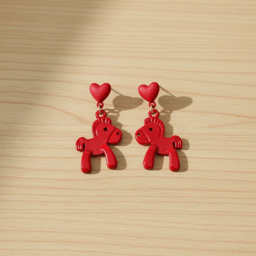 Fashion Jewelry New Year Horse Earrings Cartoon Horse Horse Drop Earrings  Party