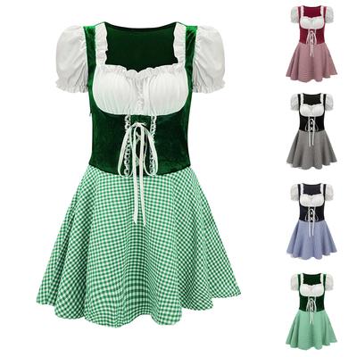 Beer Festival Costume Bavarian Women's Performance Costume Floral Print Square Neck Dress