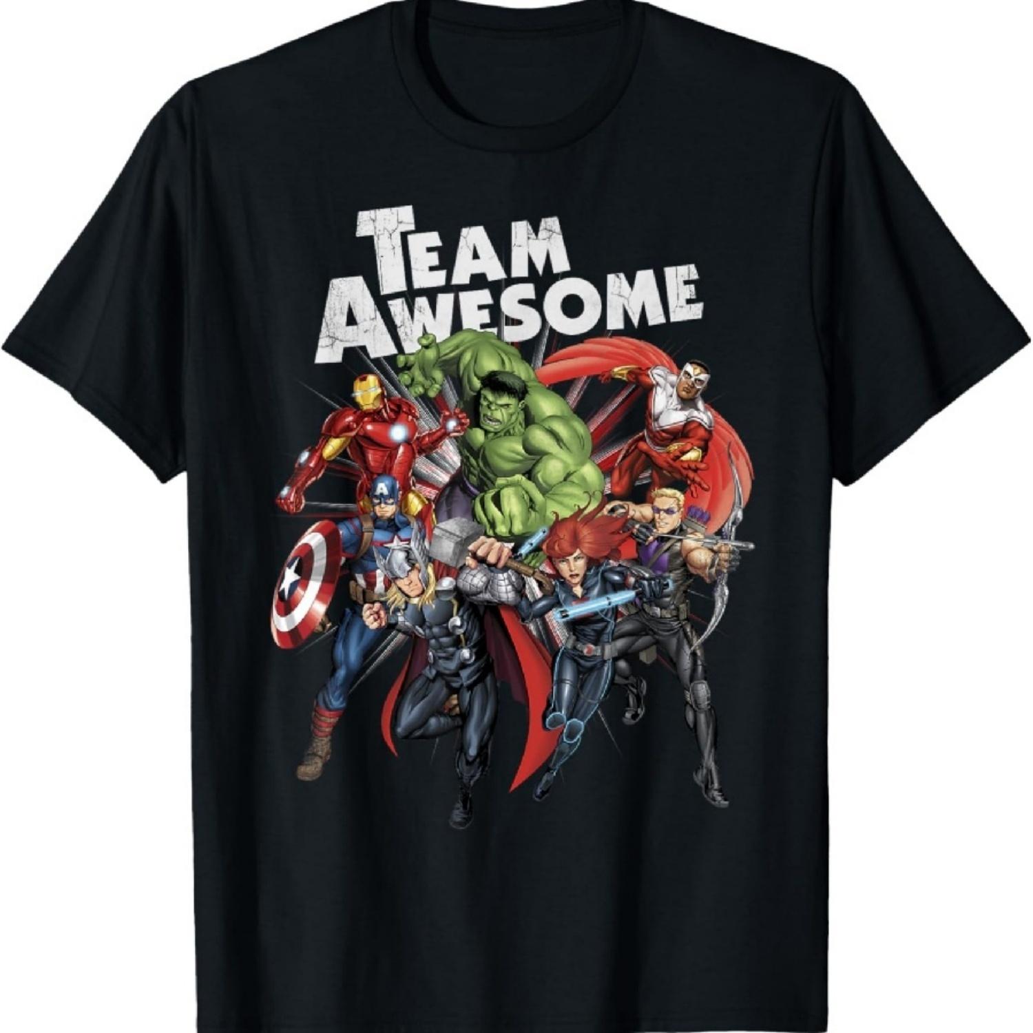

Avengers Assemble TEAM AWESOME Group Huddle T-Shirt T-Shirt XXXXXL різнокольоровий