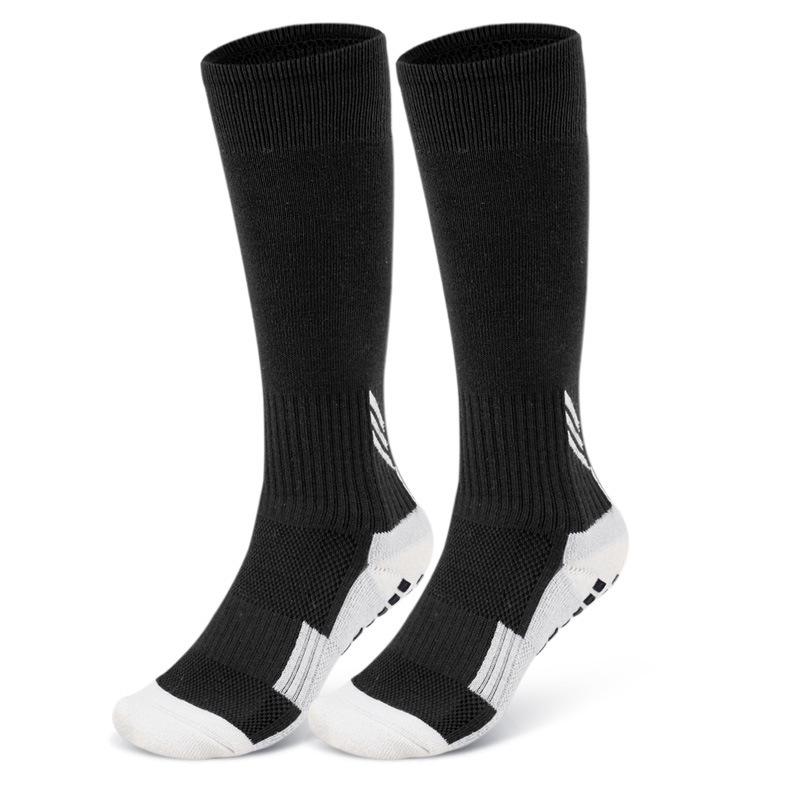 

Sports Long-tube Football Socks, Bottom Dispensing Glue Anti-skid Towel Bottom Thickened Cushioning Pressure Sports Sweat-absorbing High-tube Socks S чёрный