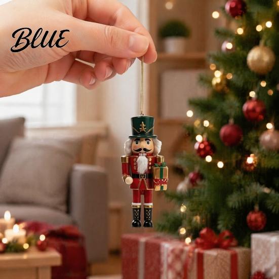 Indoor Christmas Fireplace Decorations Nutcracker Ornaments Durable Wooden Hanging Figurines Country Style Assorted Soldier Figures Decorations,