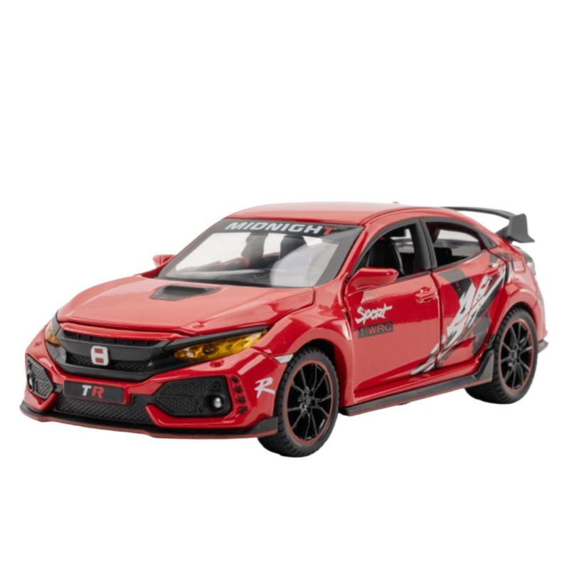 

1/32 HONDA CIVIC TYPE-R Модель автомобиля из сплава Литые под давлением и игрушечные транспортные средства Металлическая модель спортивного автомобиля Коллекция звука и света Детский подарок красный