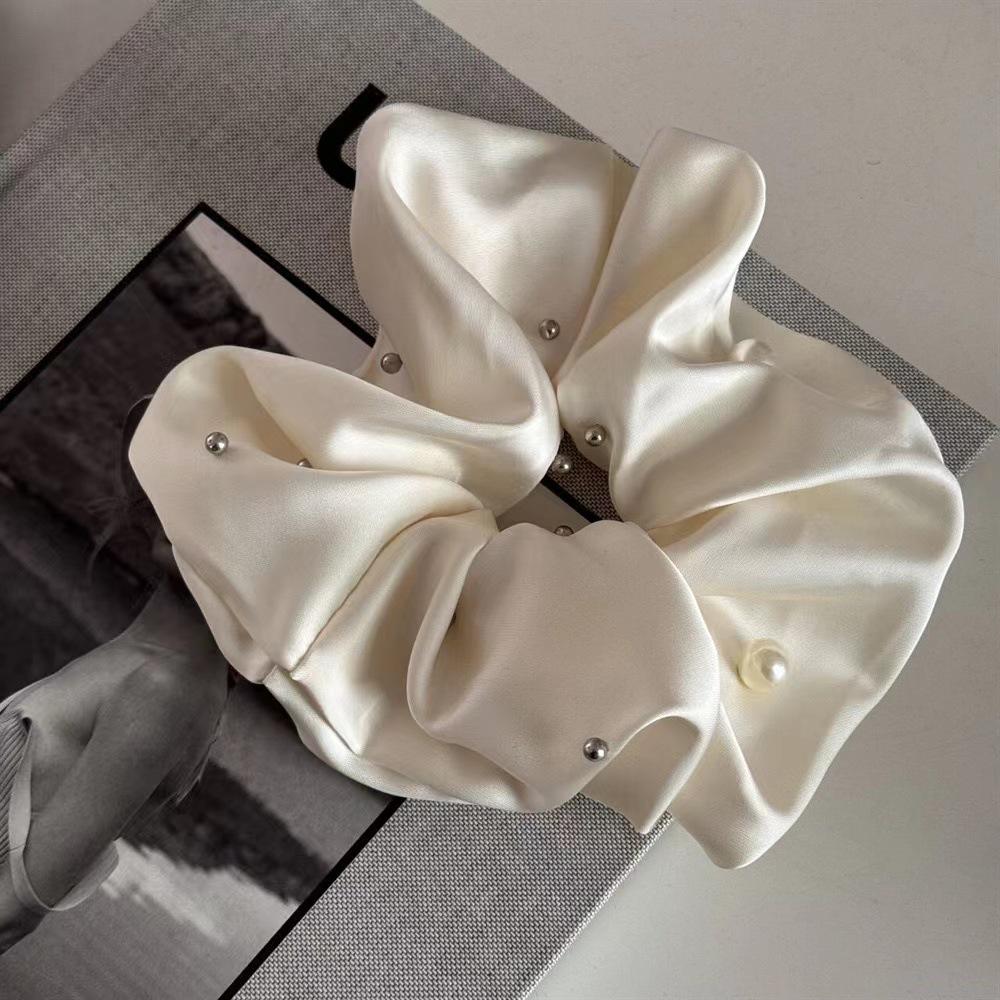 Elegant Satin Headband with Pearl Rivets for Women