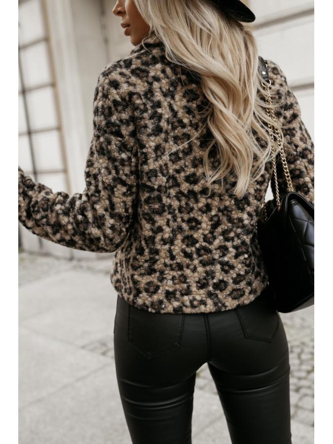 Stylish Zebra Print Furry Short Jacket with Suit Collar for Autumn and Winter