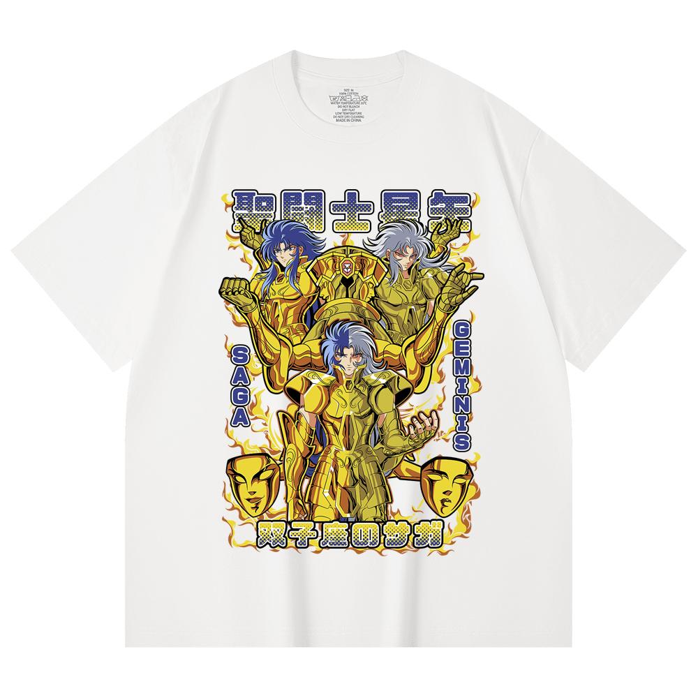 230 g/m² 100 % Baumwolle Saint Seiya V21 Zwilling Druck Unisex Schweres Baumwoll-T-Shirt