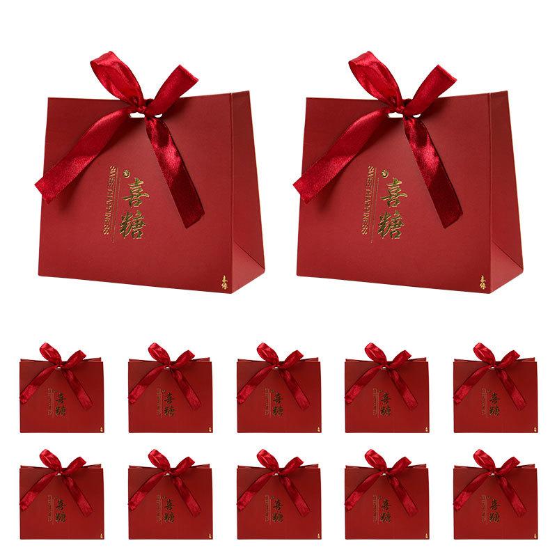 Chinese Candy Box, Red Hand-Held Carton, Wedding Gift Candy Box, Wedding Gift Packaging Box.