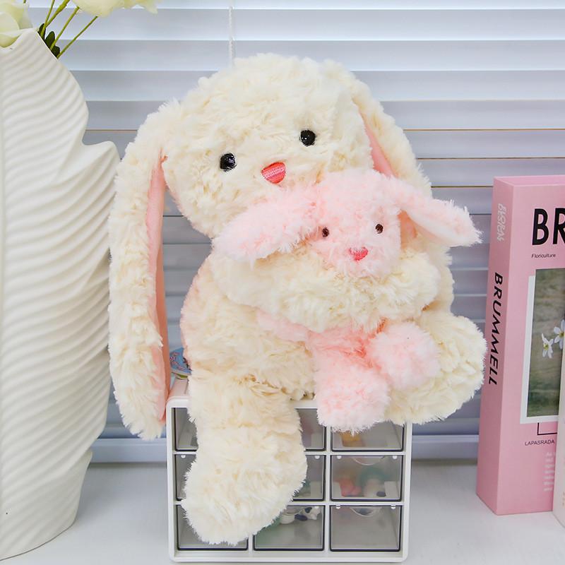 Rabbit Cartoon Cute Holding Small Rabbit Plush Toy For Bedroom Playroom And