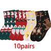 1/4/10 Pairs Autumn and Winter Warm Christmas Socks Snowman Elk Gingerbread Cute Cartoon Santa Claus Mid-calf Socks