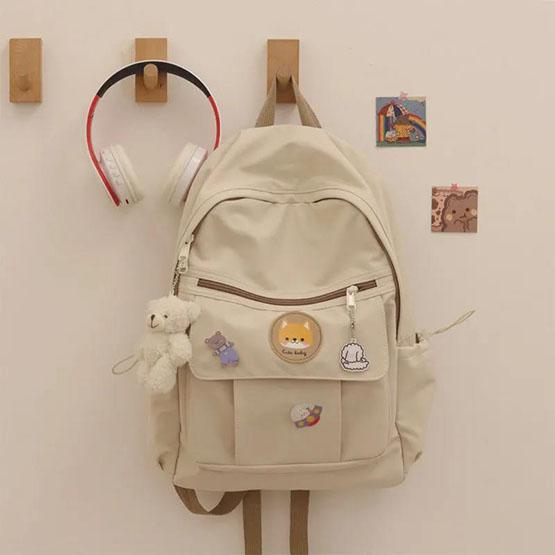 

Школьный рюкзак для школьницы Little Fresh Harajuku, универсальный рюкзак большой вместимости, милый рюкзак с подвеской в ​​виде медведя 29*13*43cm