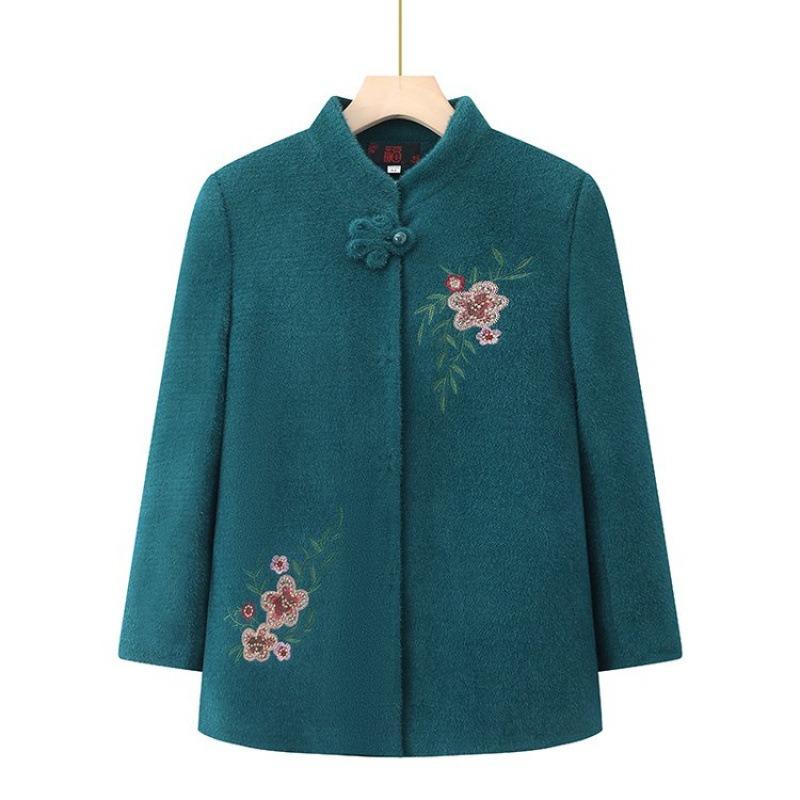 Grandma Autumn and Winter Coat Women's Middle-aged Elderly Mother Clothing Autumn Clothing Fleece Thickened Old Lady Imitation Mink Velvet Clothes