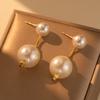 Fashionable Geometric Faux Pearl Earrings Chic Gold Plated Design For Ladies