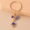 Retro Alloy Turkish Lucky  Evil Eyes Keychain Hamsa Hand Key Ring Pendant for Women Girls Handbag Decor DIY Jewelry Gifts