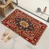 Vintage Boho Non-Slip Doormat Retro Floral Design Red Beige Indoor Outdoor Entryway Mat with Rubber Backing Home Decor Area Mat