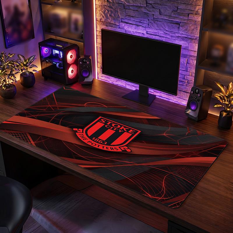 Stoke City Football Print Large Mouse Pad, Anti-Slip Extended Gaming Desk Mat for Office Home