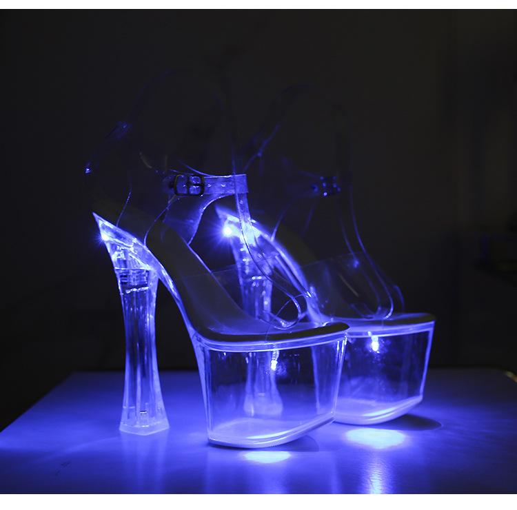 Nové Tlusté Vysoké Podpatky Boty do Nočního Klubu Svítící Boty Dámské Boty Módní Molo Pole Dance Boty Křišťálová Podrážka Sandály LFD-10367-Q1
