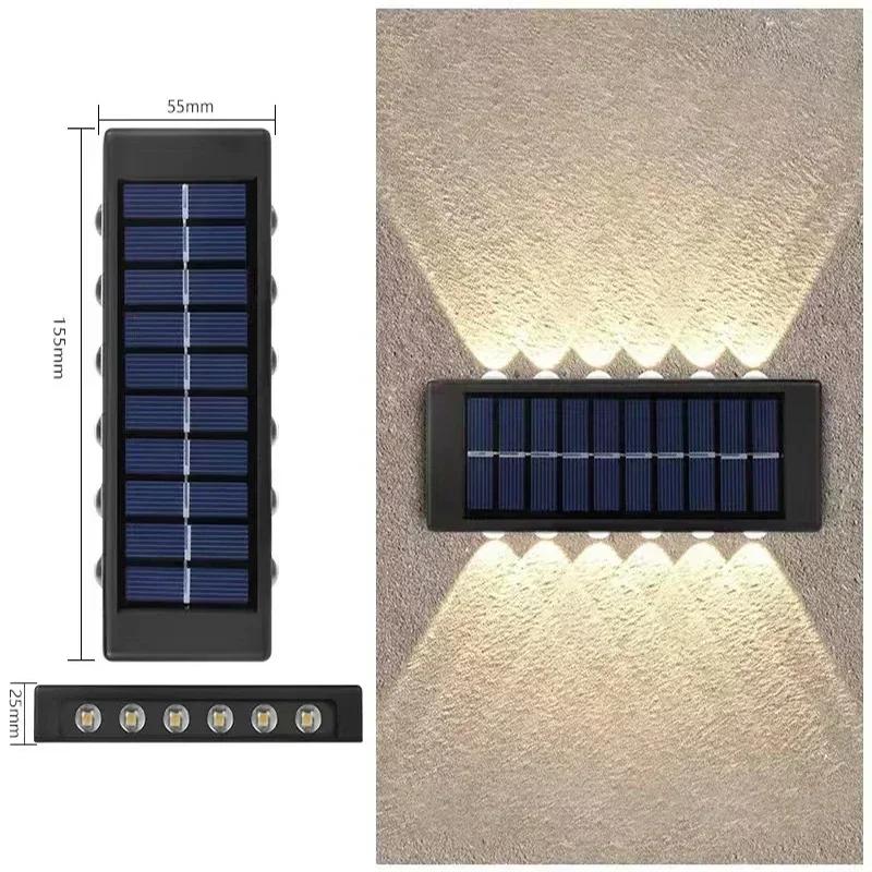 BMW Outdoor Lights Solar Powered, Convex Mirror Wall Light, IP65 Waterproof Up and Down Courtyards Gardens Stairs Corridors Walls