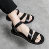 Herren Römersandalen Schwarz Weiß Leder Gladiator Sandalen Outdoor Sommer Offene Zehen Strandschuhe