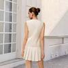 Elegant French Chic Sleeveless Vest Pleated Skirt Set Women Office Wear Casual Outfit