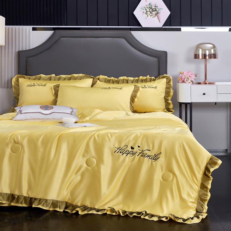 Four-Piece Washable Silk and Tencel Cooling Summer Quilt Set