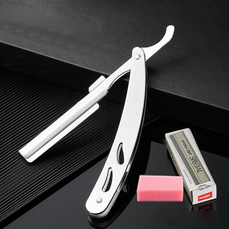 GIANXl Manual Folding Shaver Stainless Steel Straight Edge Razor With Blades Professional Sharp Barber Shaving Beard Cutter