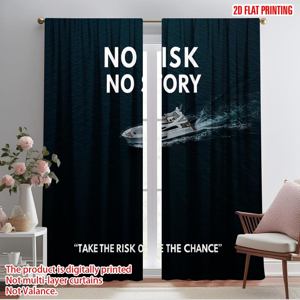 

2pcs 2D flat printing Window Curtains Luxury Yacht Ocean Voyage Fabric Without Electricity Party Decorations Use for Classroom 52.50×116.00 CM 2pcs