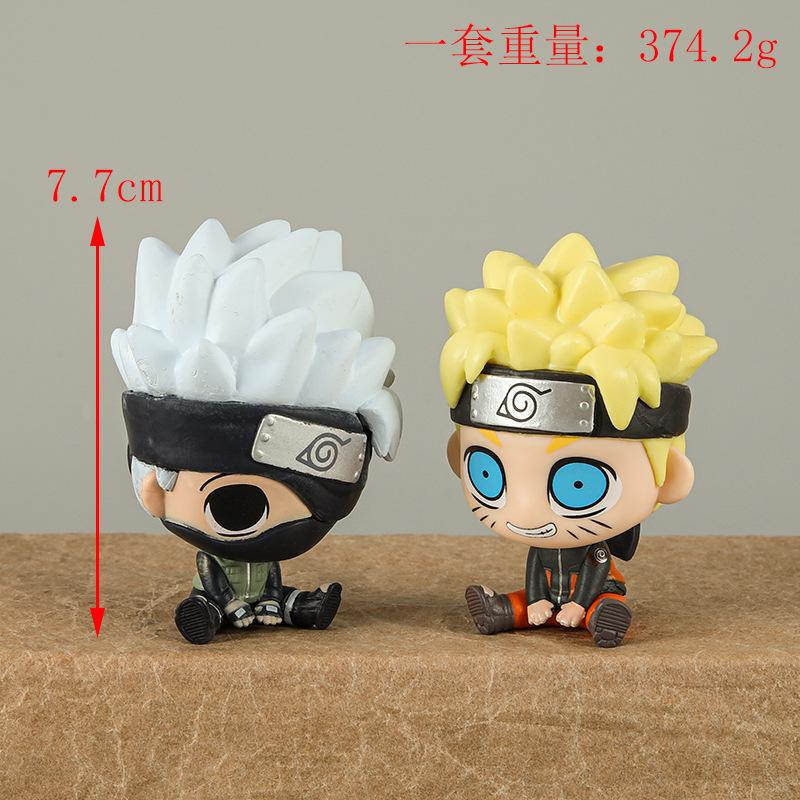 6Pcs 1Set Anime Naruto Figure Uchiha Sasuke Kakashi Lee Gaara Haruno Sakura Sitting Q Version Set Model Toy Gift Action Figure