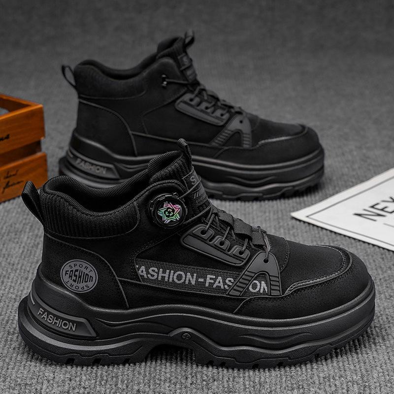 Shoes autumn youth sports wear-resistant non-slip thick-soled high-top casual rotating buckle Martin boots