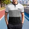 Men's Contrast Stripe Henley T-Shirt Short Sleeve Premium Breathable Fabric Casual Business Golf Wear Wrinkle Tees