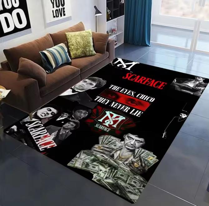 Retro S-Scarface Doormat Vintage Non Slip Carpet for Living Room Sofa Decor Modern Floor Mat for Men Bedroom Durable Area Rug