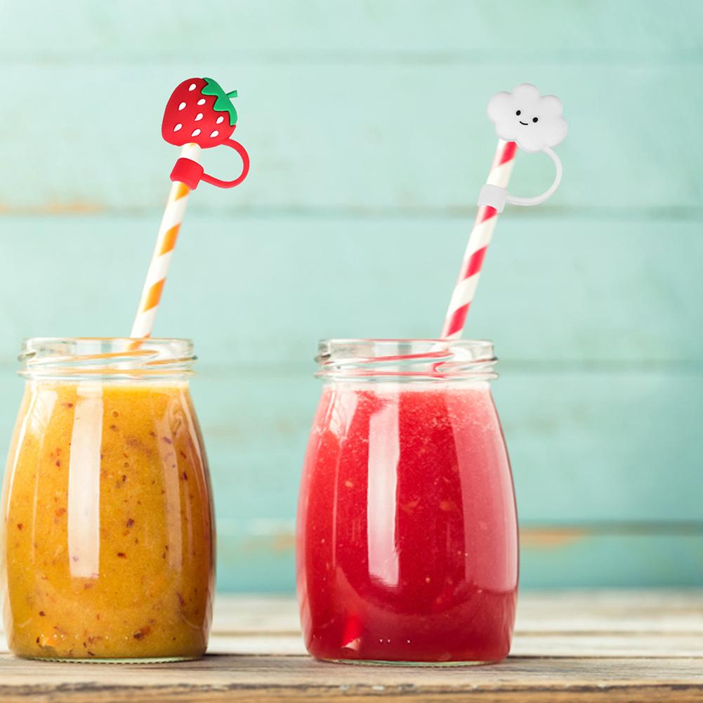 4/6/8pcs Silicone Straw Tips Cover Protection Dustproof Plugs For Straw Cap Cartoon Reusable Straw Protection Plug Accessories