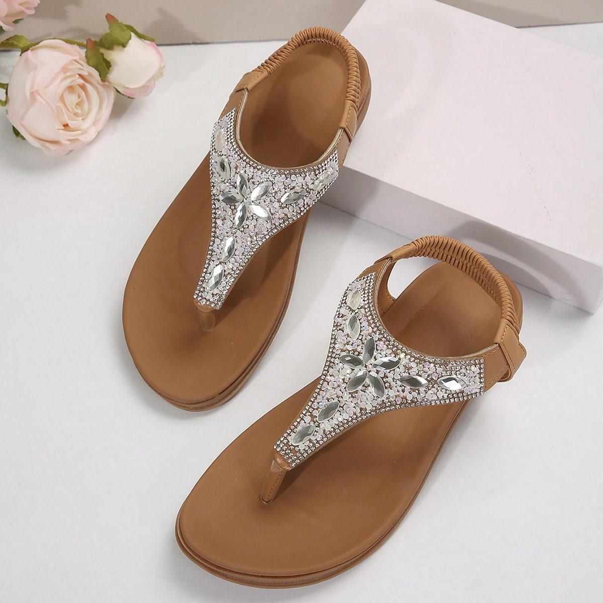 

Foreign trade large size rhinestone pearl herringbone open-toed thick-soled flat-heeled seaside vacation light toe beach shoes women s sandals 36 белый