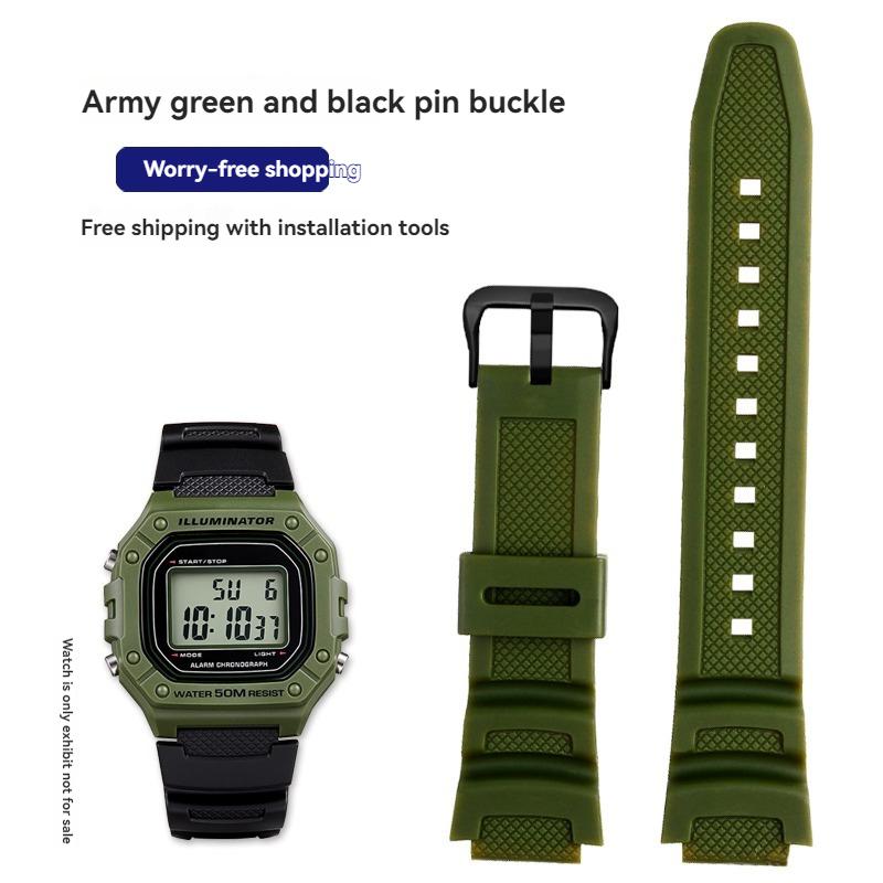 W218H Resin Silicone Band for Casio AE-1200 AE-1100 SGW-300 SGW-400 MRW200 Watch, Replacement Strap Sport Wristband