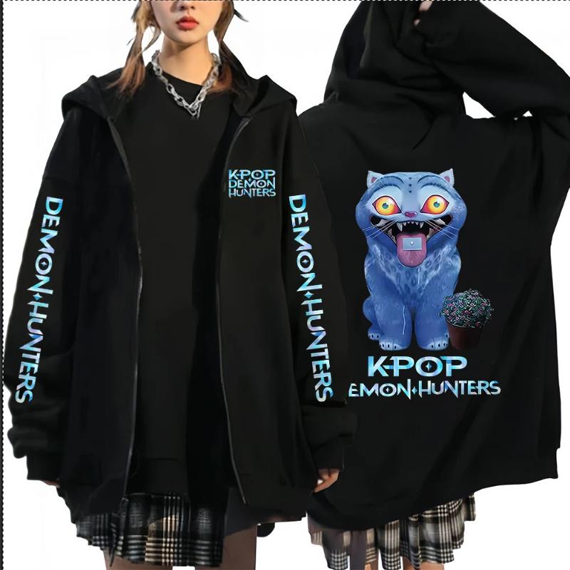 Horká K-pop Mikina s kapucí na zip Lovci démonů Film Mira Rumi Zoey Pulovr Pánská Dámská Ležérní Oversized Oblečení Mikiny