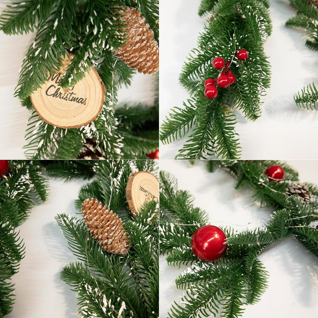 Nacyvcos Julepynt Jul med LED Jul Glitrende Te Trappefest Rattan Hage Furu Nåler Juleutstyr Lys Girlander, Kjøpesenter,