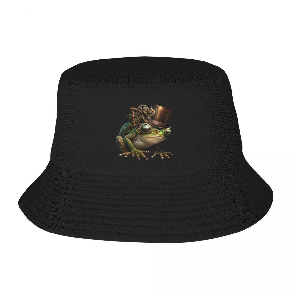 New Steampunk Frog VI Bucket Hat Dropshipping Fishing Hat Funny Hat Cap Womens Beach Outlet Unisexs