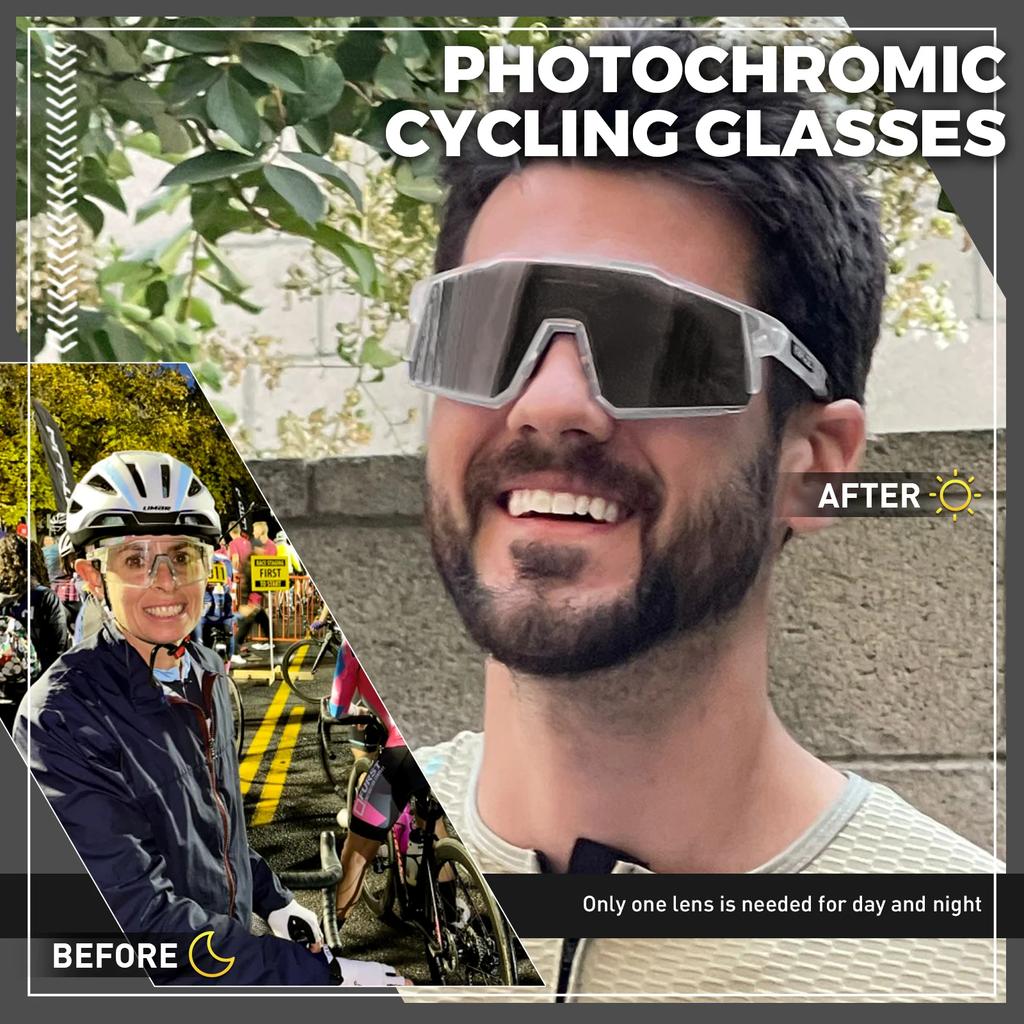 Kapvoe Photochromic Cycling Glasses Outdoor Sports Men Bike Glasses Women Mountain Bicycle Riding Protection Goggles Eyewear