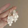 Bohemian White Shell Grape Beaded Long Earrings for Women Elegant Imitation Pearl Geometric Earrings  Party Jewelry