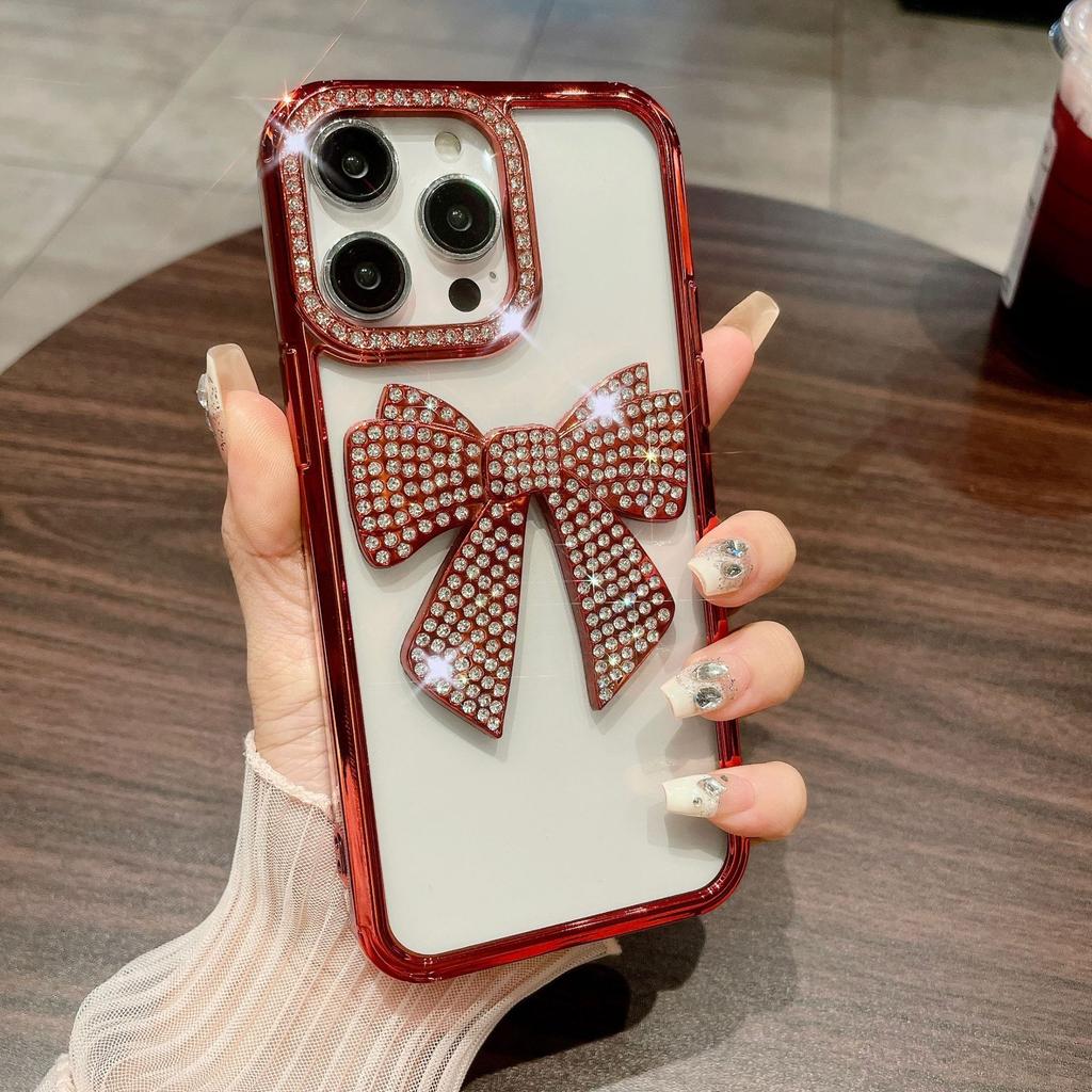 For IPhone 15 Electroplated Butterfly Crystal Diamond Phone Case for Apple 14 Gradient Feather 13 Luxury Protective Case for Women