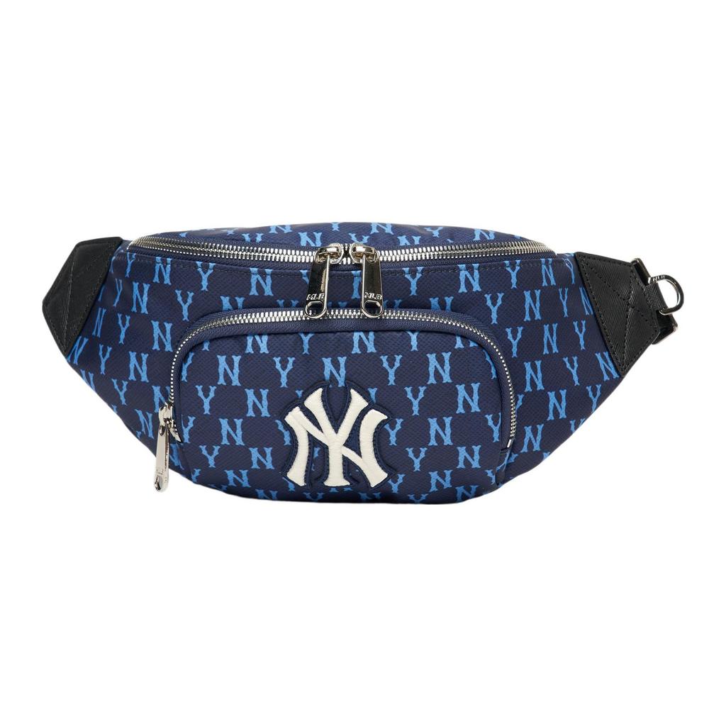 MLB Monogram Series NY Yankees Retro Floral Print Letter Logo Polyester Crossbody Bag Unisex bags Navy-Blue 3AHSM012N-50NYL
