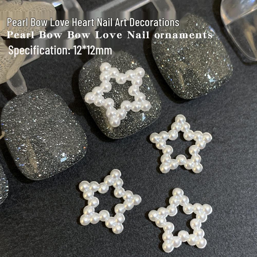 Moon Pearl Heart & Bow Nail Art Ornaments - Flat Back DIY Stickers. Imitation pearls
